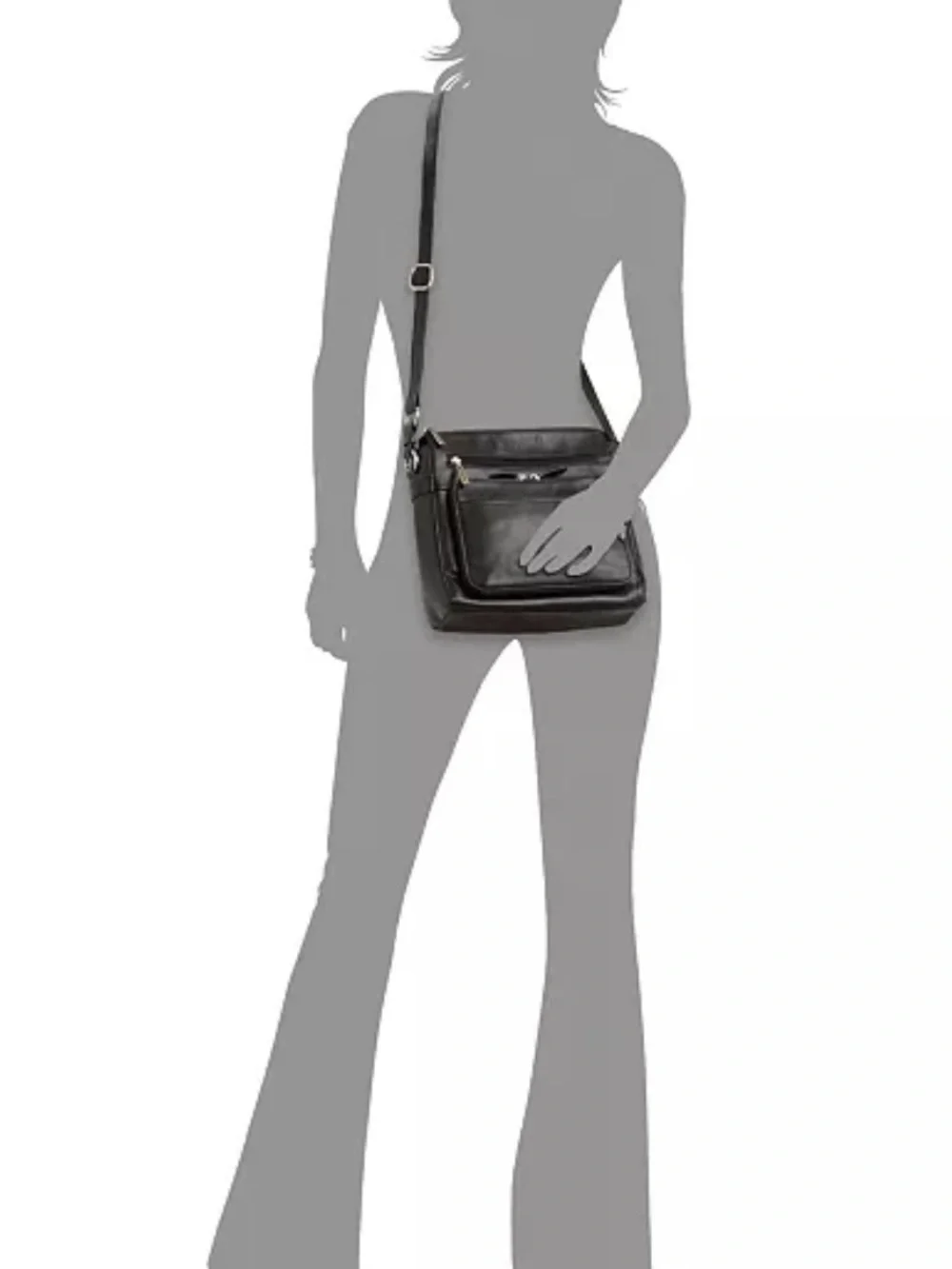 Giani Bernini Black Faux Leather Messenger Crossbody
